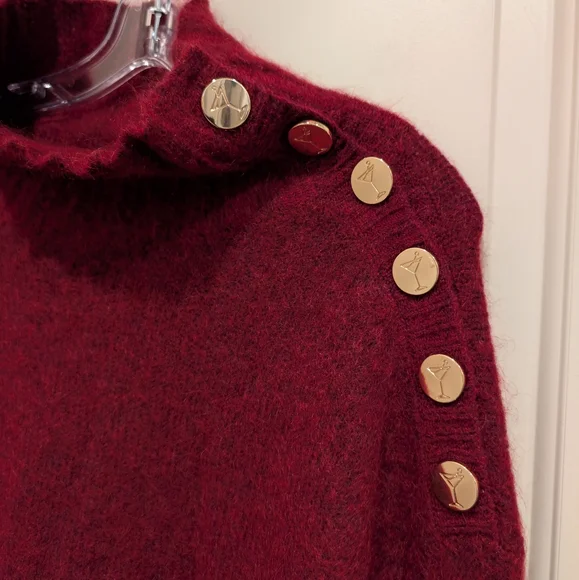 Retrofete Marve Elegant Burgundy Sweater with Button Detail Small NWOT